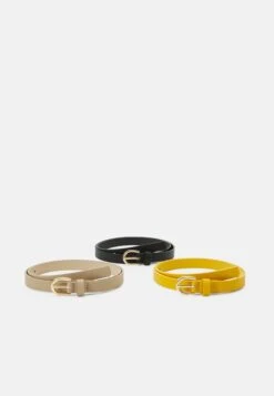 Anna Field 3 Pack - Ceinture - Black/Yellow/Taupe
