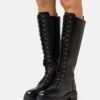 Leather - Bottes À Lacets - Black