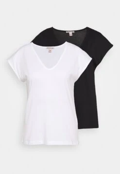 Anna Field Basic V Neck Drop Shoulder 2 Pack - T-Shirt Basique - Black/White -Anna Field Boutique 3f70515ddea441198ad67ad028d850d3