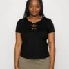 Curvy Front Lace - T-Shirt Basique - Black 2 Curvy Front Lace - T-Shirt Basique - Black -Anna Field Boutique 4086425c6cea4e0c88a3e747c192861e
