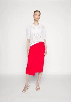 Anna Field Front Knot Midi Skirt - Jupe Crayon - Red -Anna Field Boutique 5700a7cc5020448db886e59540152e63