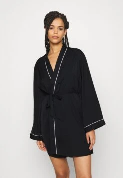 Anna Field Amanda Satin Dressing Gown - Peignoir - Black