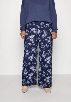 Wide Leg Pant - Pantalon Classique - Dark Blue/Off-White