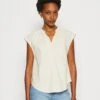 Anna Field Linen-Mix Shirt - T-Shirt Imprimé - Beige