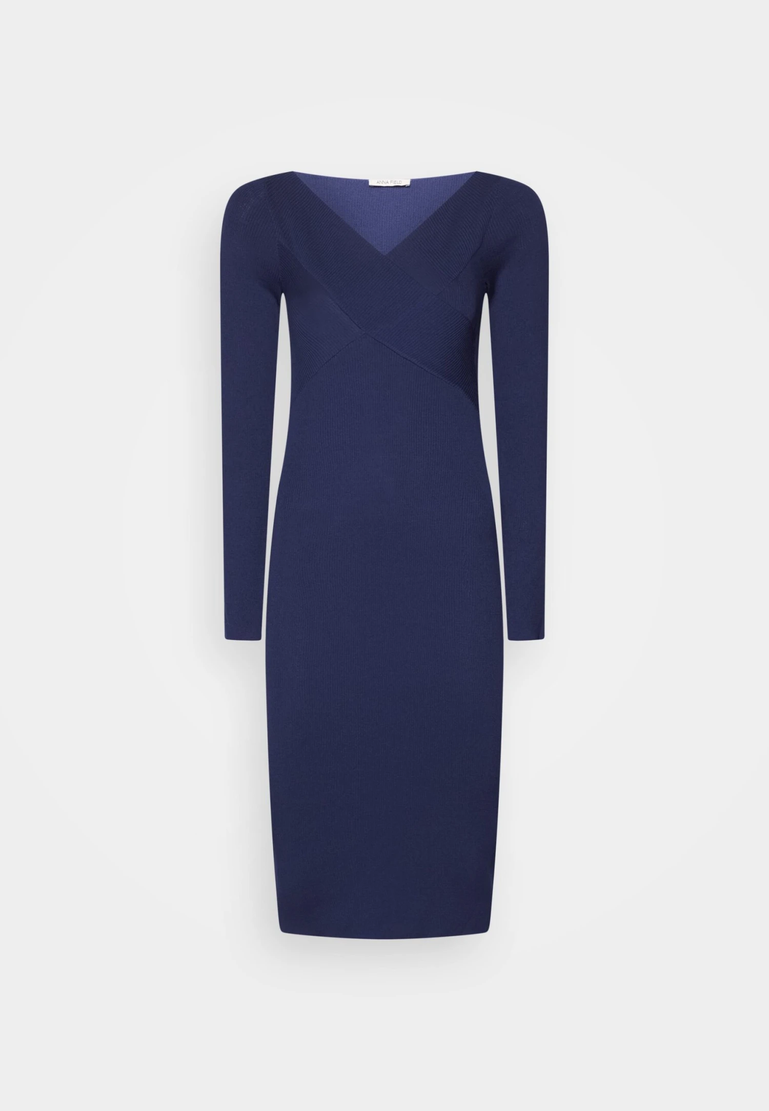 Anna Field V Ausschnitt Bodycon Midi Strickkleid - Robe Fourreau - Dark Blue 3 Anna Field V Ausschnitt Bodycon Midi Strickkleid - Robe Fourreau - Dark Blue