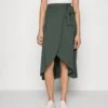 Anna Field Basic Wrap Over Midi Skirt - Jupe Trapèze - Light Green